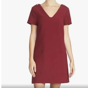 1. State Burgundy/Maroon Short Sleeve Pocket Dress 0990